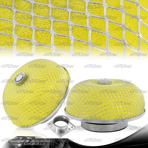 Yellow micro foam 3 inch outlet mushroom cold air intake turbo filter + adapter