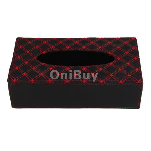 Car office home leather tissue paper box holder case organizer red black