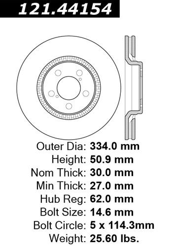 Centric 121.44154 front brake rotor/disc-c-tek standard rotor