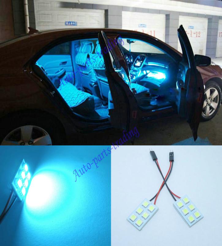 2x aqua ice blue 6smd 5050 led for dome map light bulb interior panel lamp zy4