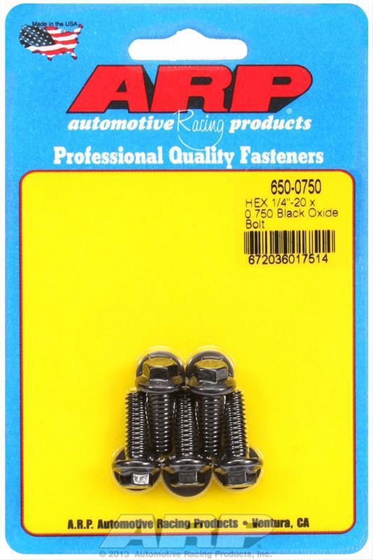 Arp bolts hex head custom 450 black oxide 1/4"-20 rh thread 0.750" uhl set of 5