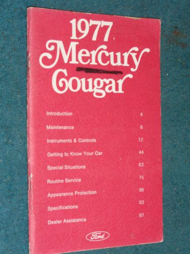 1977 mercury cougar owner&#039;s manual / good original guide book!!!