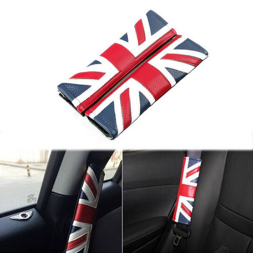 2xunion jack uk flag seatbelt seat belt cushions shoulder pads covers for cooper