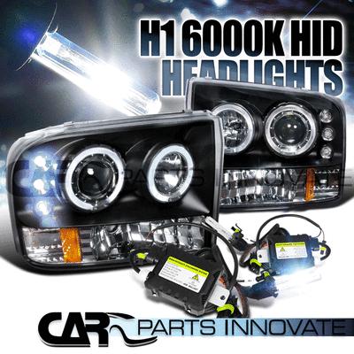 F250 f350 f450 f550 super duty black halo projector headlight+h1 6000k hid kit