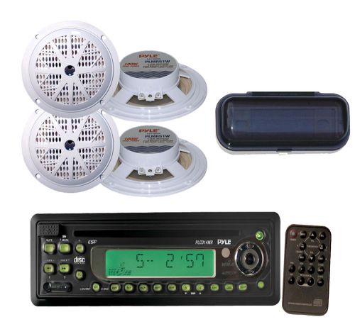 New marine cd/cdr/cdrw/mp3 player w/cover, 4 x 100 watts 5.25&#039;&#039; 2 way speakers