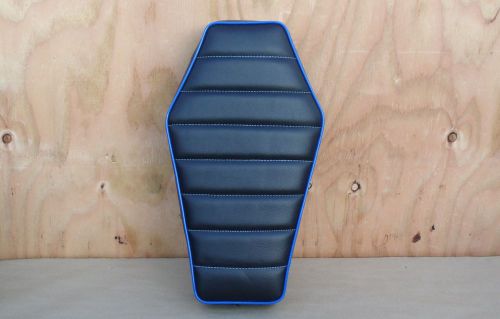 16&#034; coffin black/blue old school style minibike seat custom universal fit bike