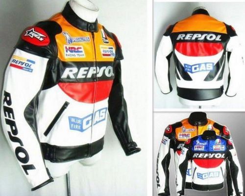 Repsol men motorcycle pu leather racing suits armor riding protective jacket top