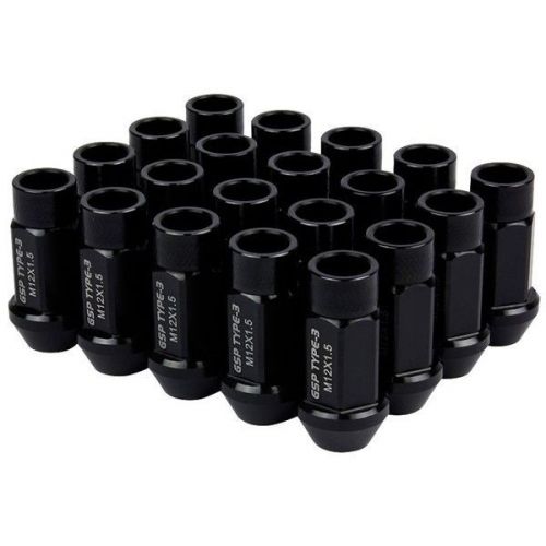 Godspeed black extended m12 x 1.5 mm t3 wheel lug nut nuts civic integra  honda