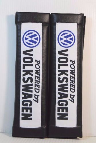 Powered by volkswagen  2pcs black car seat belt shoulder pads pleather