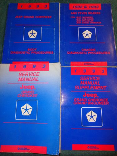 1993 jeep grand cherokee shop manual set / 4 original books