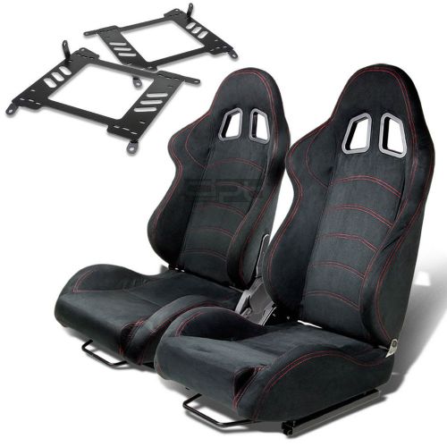 Type-1 racing seat black suede+silder/rail+for 00-06 maxima/sentra a33mount x2