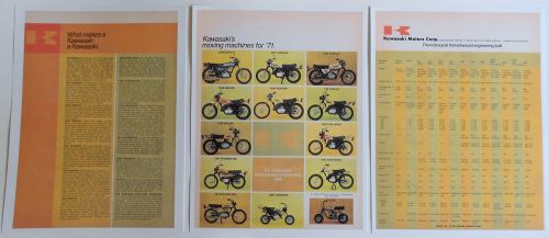 1971 kawasaki motorcycle lineup sales ads specs