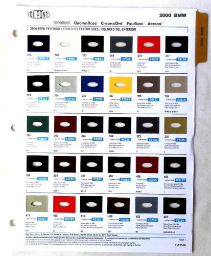 2000 bmw dupont    color paint chip chart all models original