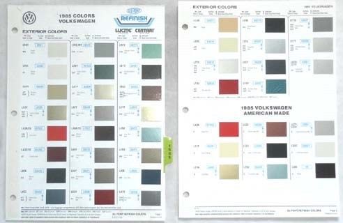 1985 volkswagen dupont color paint chip chart all models original vw