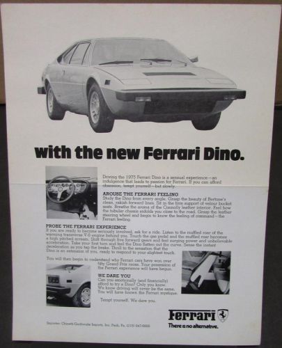 Original 1975 ferrari dino dealer sales folder brochure sports car rare