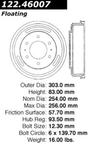 Centric parts 123.46007 rear brake drum