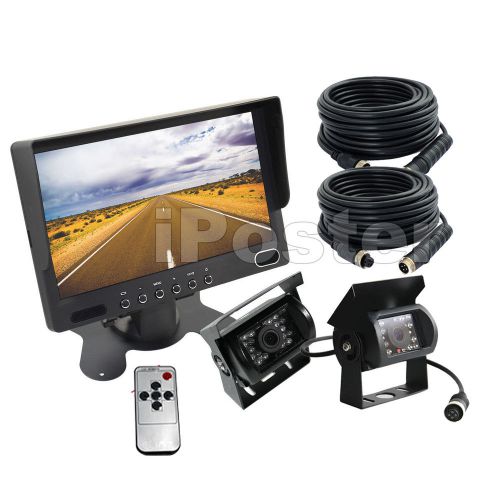 Hd 7&#034; 800*480 monitor+2x 4pin truck bus reversing ir ccd camera nightvision 33ft