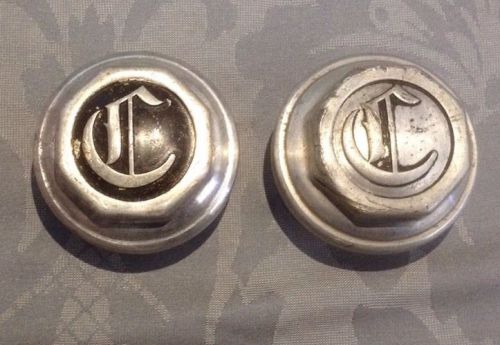 Set of 2 1920s chrysler hub caps grease cap hubcap 2 1/2&#034; threads &amp; 2 1/4&#034; nut