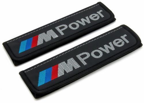 Leather car seat belt shoulder pads covers cushion for bmw m power 2pcs