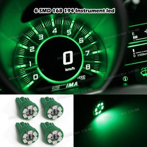 4xgreen t10 gauge cluster instrumental speedometer wedge dash led light bulb