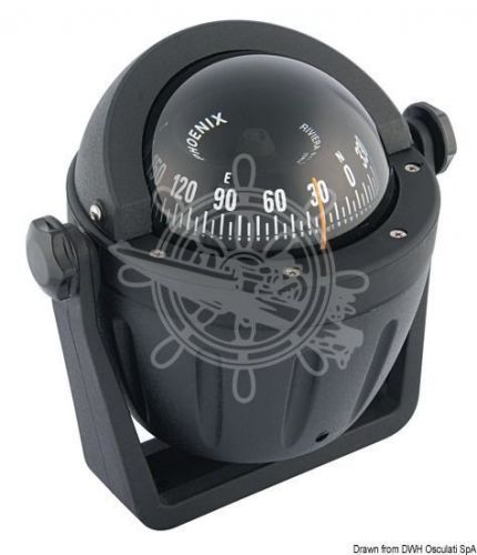 Riviera boat marine high speed compass 3&#034; 80mm black front rose bracket mount