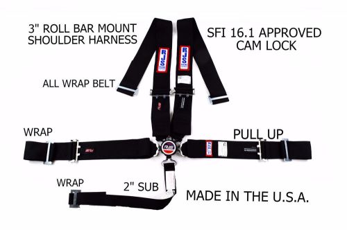 Rjs racing sfi 16.1 5 point cam lock roll bar mount belt wrap in black 1060701