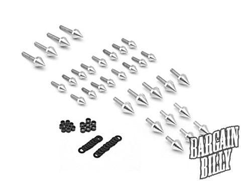 Motorcycle spike fairing bolts 01-02 suzuki gsxr 1000 new silver spiked bolt kit