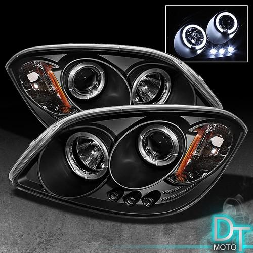 Black 05-10 chevy cobalt pontiac g5 halo projector led headlights left+right