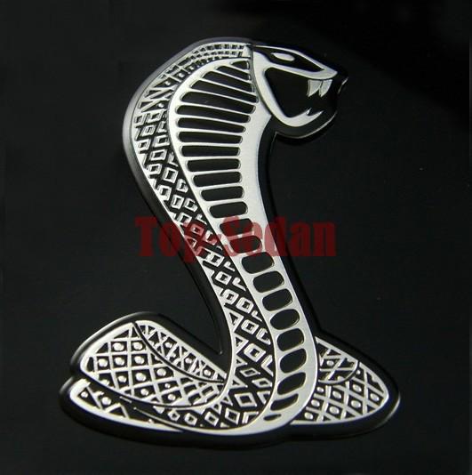 Silver snake metal hood front grille grill badge emblem for mustang shelby gt500