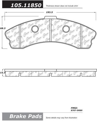 Centric 105.11850 brake pad or shoe, front-posi-quiet ceramic w/shims & hardware