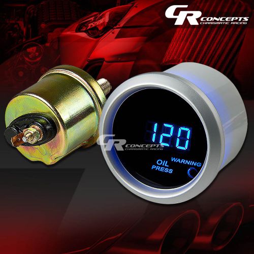 Universal 2&#034;oil pressure smoked tint lens led digital gauge meter silver ring