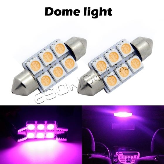 2x pink 36mm  festoon led light 6-smd 6418 de3425