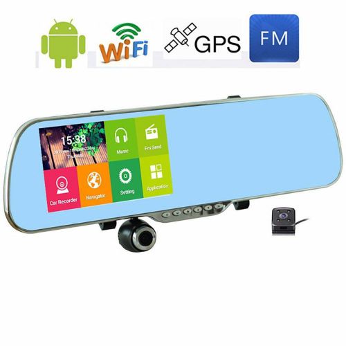 5&#034; full hd 1080p  android gps wifi rear view mirror dvr camera dash cam recorder