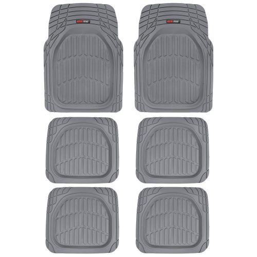 6pc gray deep dish all weather heavy duty rubber suv van car floor mats 3 row