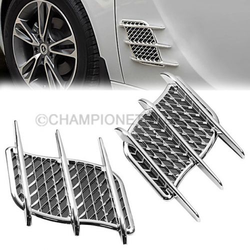 Pair car chrome air flow fender mesh side vent bonnet stick-on for chevrolet ct