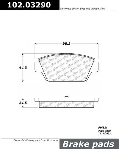 Centric 102.03290 brake pad or shoe, rear-standard metallic brake pad