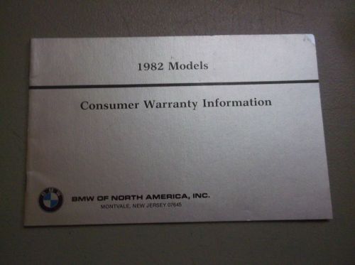 1982 bmw warranty owners manual