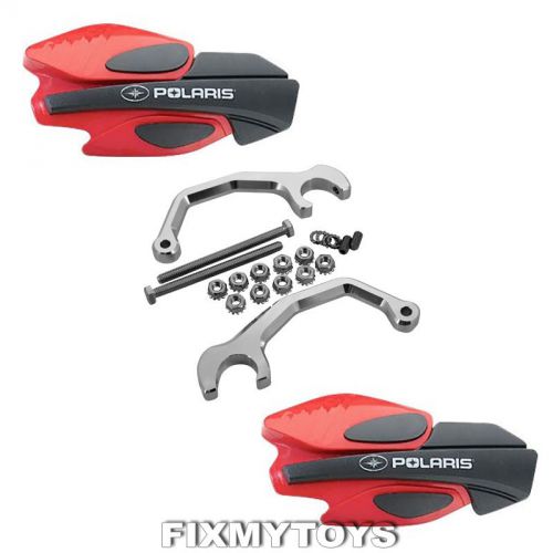 Red hand guards billet kit 2014 polaris 550 600 800 indy switchback rmk rush