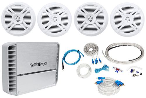 Rockford fosgate pm400x4 400 watt marine 4-ch amplifier+4) boat speakers+amp kit