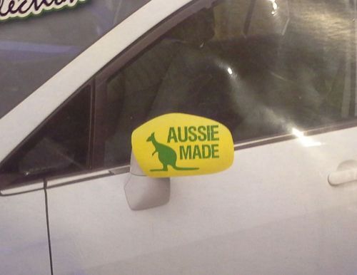 Car mirror covers team support x 2 yellow green kangaroo slipon elastic gusset