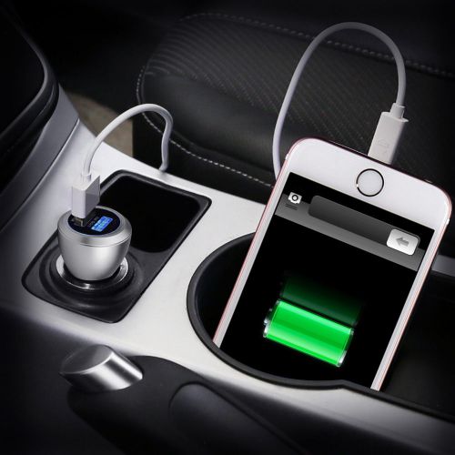 Universal car dual usb charger for phone rapid charging blue led safety hammer