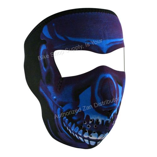 Zan headgear wnfm020b, neoprene full mask, reverses to black, blue chrome skull