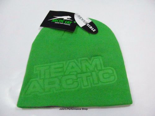 2017 arctic cat men&#039;s team arctic reversible lime &amp; gray beanie hat 5273-071