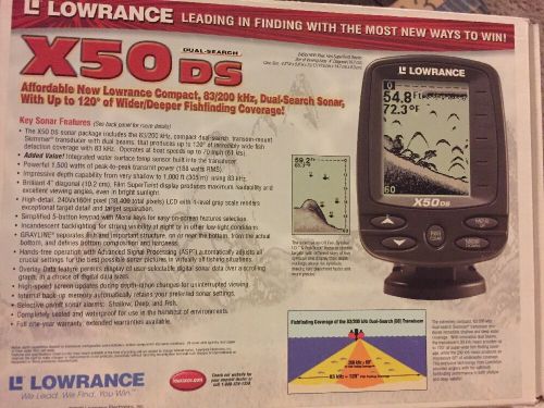 Lowrance x50 ds dual sonar radar fish finder transducer 000-0110-68 new sealed