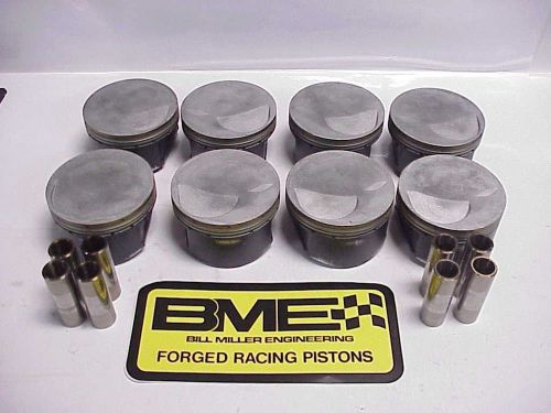 Bme gas ported sb2 chevy pistons &amp; wrist pins 4.138&#034; bore 1.360&#034; ch- .927&#034; nice