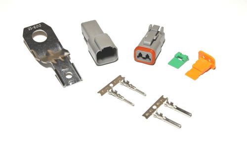 Deutsch dt 2-pin connector kit 14-16awg stamp contacts &amp; steel 03 straight clip