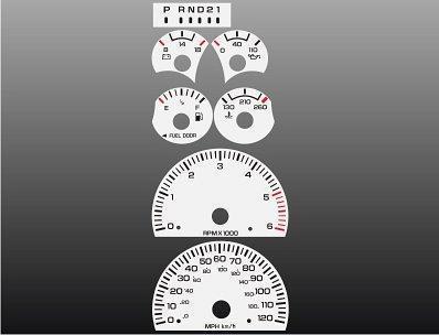 1998-2001 dodge ram gas instrument cluster white face gauges 98-01