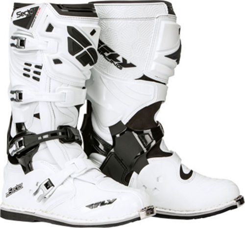Motocross boots motox atv off-road fly racing sector boot sizes 7-13 white new