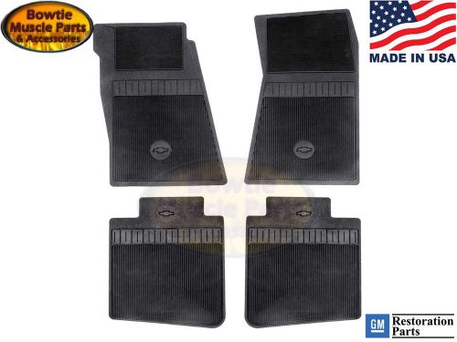 67-69 camaro 68-72 chevy ii nova rubber floor mats bowtie chevy bow tie black