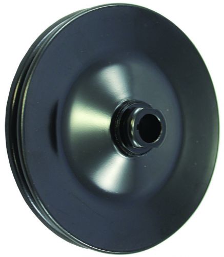 Sb &amp; bb chevy black steel 1 groove belt key way style power steering pulley sbc
